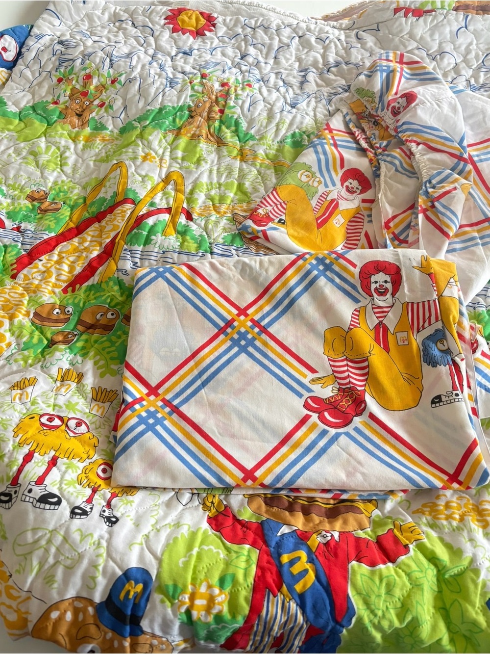 Vintage McDonald's Ronald McDonald Twin Bedding Set Complete Canada Rare